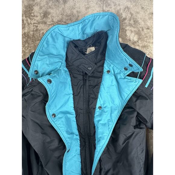 VTG Roffe Ski Snow Jacket Black Aurora 80s 90s USA Womens Medium Size 12 RARE - Picture 2 of 6